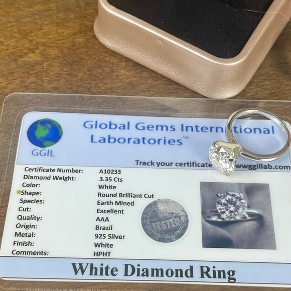 SALE‼️CERTIFIED-3.35ct DIAMOND SOLITAIRE. Rhodium plate. EARTH MINED IN BRAZIL - Picture 15 of 16